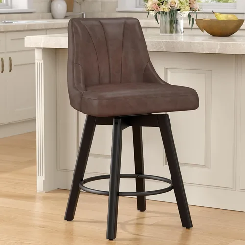 Vista 20 de REONEY Counter Height Swivel Bar Stools, 24" Modern Upholstered Barstools