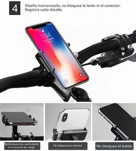 Vista 4 de GUB PRO1 Soporte universal para teléfono celular de aleación de aluminio para manillar de bicicleta de 3.5-6.2 pulgadas