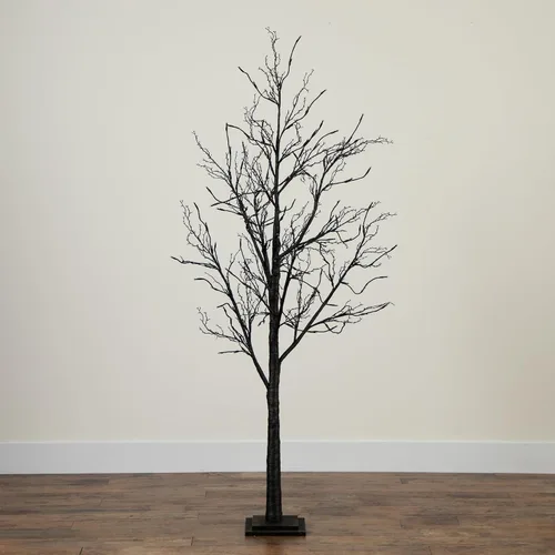 Vista 12 de Nearly Natural Árbol de otoño artificial de ramita negra preiluminado de 6 pies con 300 luces LED naranjas y moradas