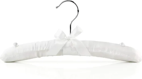 Vista 7 de HANGERWORLD Paquete de 3 perchas acolchadas de satén para niños pequeños, perchas acolchadas de 11.8 pulgadas, color blanco suave, para bebés, niños