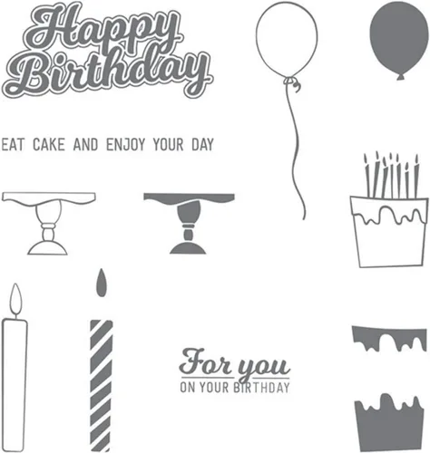 Vista 7 de Juego de sellos y troqueles de feliz cumpleaños para hacer tarjetas, sellos transparentes y troqueles de corte de metal para álbumes de recortes