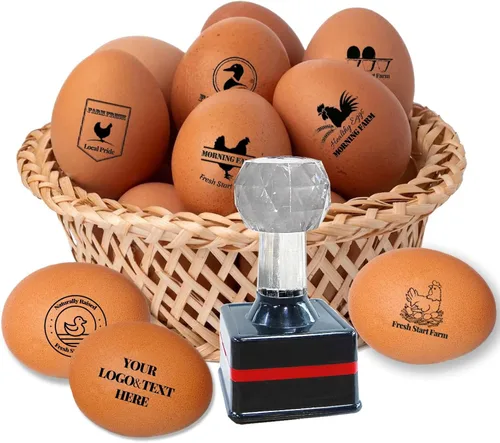 Vista 8 de Sellos de huevos para huevos frescos, sello de huevo personalizado y etiqueta de huevo de pato para creaciones de granja y cocina con múltiples