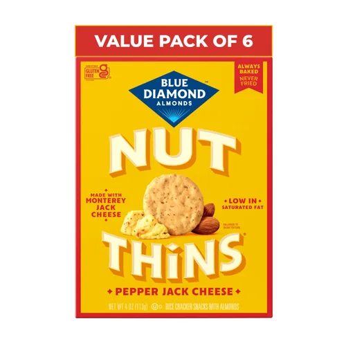Vista 13 de Blue Diamond Almond Nut Thins, Queso Cheddar, 4.25 Oz (Paquete de 4)