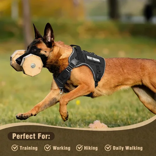 Vista 8 de Arnés Táctico para Perros Talla Pequeña, Sin Tirones Chaleco Militar para Perros con Asa, Arnés Reflectante de Servicio Pesado para Mascotas