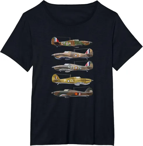 Vista 20 de Hawker Hurricane is a British WW2 camiseta de aviones de combate Negro