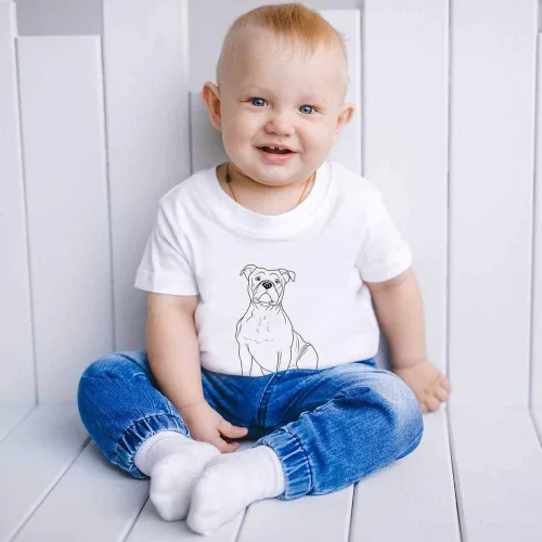 Vista 2 de 1-2 Years 'American Bully Dog' Children'sKid's T-Shirt (White) (TS00127621)