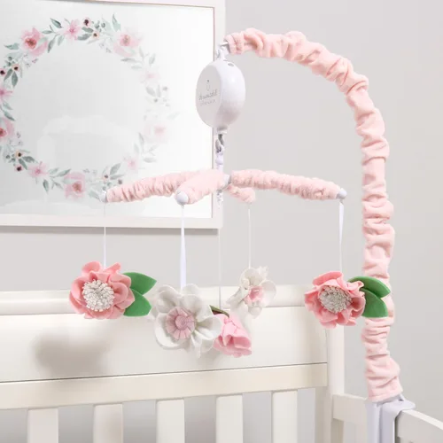 Vista 5 de Móvil de Cuna para Niñas de The Peanutshell - Móvil Musical Rosa para Cuna de Bebé con 12 Canciones de Cuna, Móvil de Cuna de Flores para Decoración