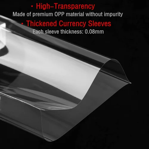 Vista 3 de Ettonsun 200 fundas para billetes de dólar, fundas para billetes de dólar, fundas para monedas, protector de billetes de dólar transparente, fundas