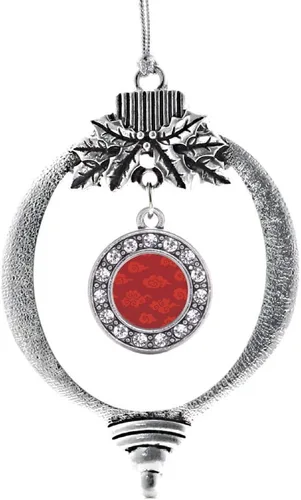 Vista 50 de Inspired Silver - Adorno con dije de cara de carlino - Adornos navideños de círculo de plata con joyas de circonita cúbica