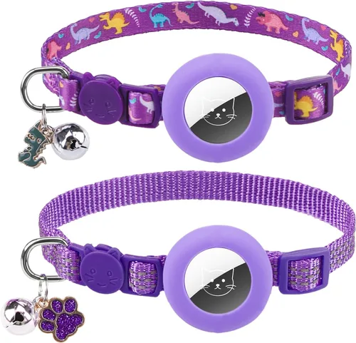 Vista 23 de PUPTECK Airtag - Collar de gato ajustable con campanas, collar de gatito ajustable para niñas y niños pequeños, cachorro, conejito, bonito accesorio