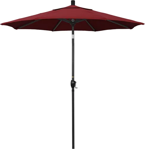 Vista 10 de California Umbrella Sombrilla redonda de aluminio de 7.5 pies, manivela para elevación, botón de inclinación, poste negro, azul marino Pacífica