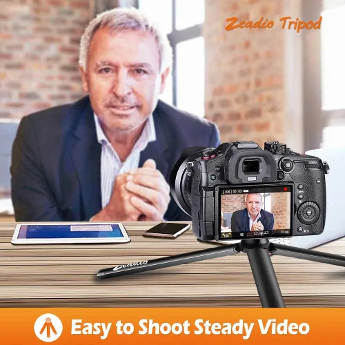 Vista 3 de Zeadio Trípode Mini de Metal, Trípode de Escritorio de Mesa con Tornillo de 1/4 Pulgada para Smooth 4, Crane Plus, Crane 2, Osmo Mobile, Ronin-S