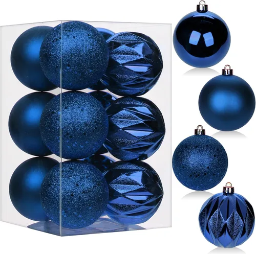 Vista 50 de 30 piezas de adornos de bola de árbol de Navidad irrompibles negros para decoración navideña