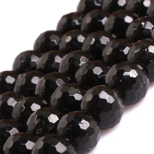 Vista 9 de JOE FOREMAN Cuentas de turmalina negra para hacer joyas, piedras preciosas naturales, semipreciosas, 0.079 in, redondas, facetadas de 15 pulgadas