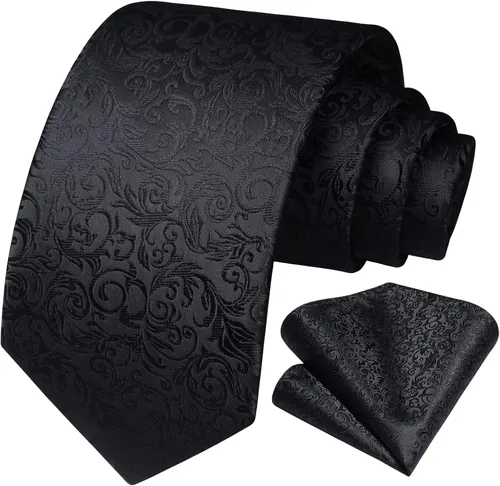Vista 165 de HISDERN Corbatas para hombre, corbata de cachemira y bolsillo cuadrado tejido clásico floral para hombre, corbata de fiesta de boda