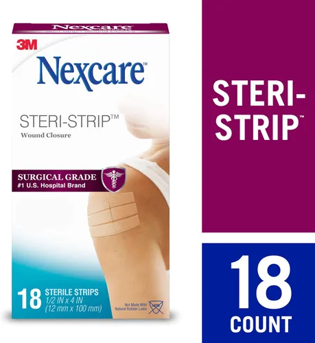 Vista 2 de Nexcare Cierre de heridas Steri-Strip, tiras transpirables que mantienen pequeñas heridas firmemente cerradas, ideal después de suturas o grapas, 18