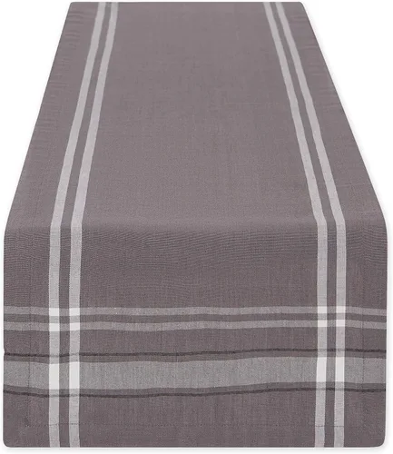 Vista 12 de DII Colección de Mesa de Comedor con Rayas Francesas Estilo Granja Camino de Mesa, 14x108 Pulgadas, Gris Pardo/Negro