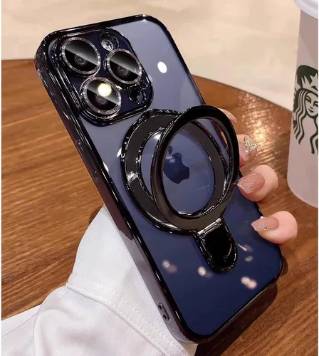 Vista 9 de Funda magnética para iPhone 14 Pro con soporte para anillo compatible con MagSafe, protector de lente de cámara incorporado, funda a prueba