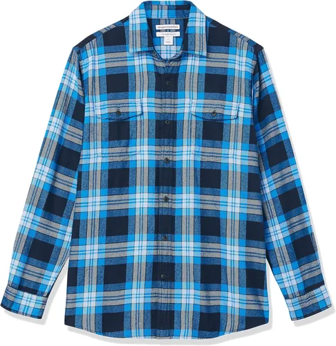 Vista 7 de Tienda Essentials Camisa de franela de manga larga con dos bolsillos para hombre