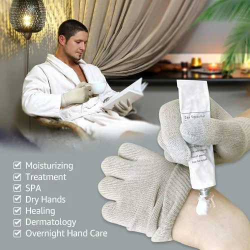 Vista 2 de Evridwear Guantes de algodón hidratantes unisex con puntas de dedos táctiles para eczema, cosmética, manos secas, terapia para piel sensible e