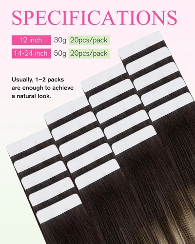 Vista 117 de YoungSee Extensiones de Cabello Humano con Cinta Balayage Extensiones de Cabello con Cinta Marrón Oscuro Extensiones de Cabello con Cinta Ombre