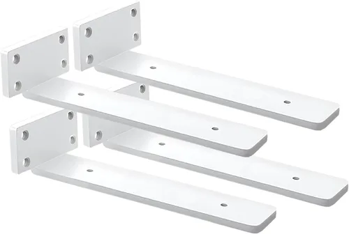 Vista 29 de Paquete de 4 soportes de estante flotantes de 4 pulgadas, soporte de estante oculto de 1/5 pulgadas de grosor, soportes de metal de hierro