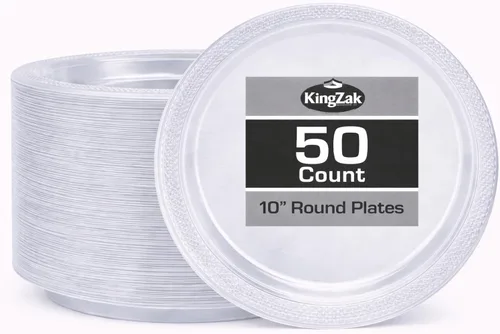 Vista 36 de Hanna K. Signature - Platos de plástico negro para fiesta, platos desechables de 7 pulgadas, 50 unidades, suministros de fiesta para aperitivos