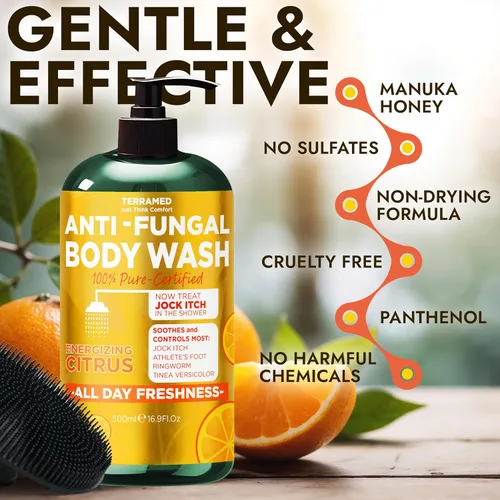 Vista 3 de Gel de baño antifúngico con aceite de árbol de té y aceite de limón Jabón antifúngico de 1% tolnafato ayuda a combatir la tiña, la picazón fornal