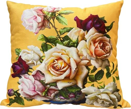 Vista 40 de Funda de cojín floral ligera de lujo, 18 x 18 pulgadas, pintura al óleo retro victoriana de doble cara, fondo negro, flor vibrante, funda de cojín