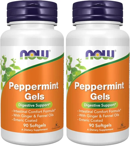 Vista 9 de NOW Foods Suplementos, geles de menta con aceites de jengibre e hinojo, revestimiento entérico, soporte digestivo*, 90 cápsulas blandas
