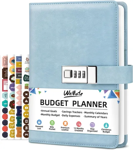 Vista 17 de WEMATE Agenda de presupuesto 2025 con cerradura, libro de presupuesto mensual con cuaderno de seguimiento de gastos, planificador financiero sin