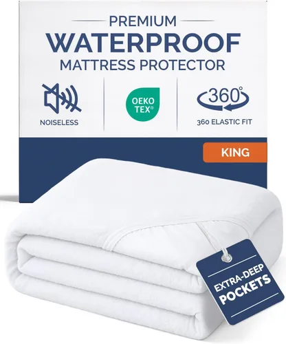 Vista 9 de Protector de colchón Queen impermeable – Funda de colchón tamaño Queen – Protector de cama impermeable – Sábana bajera absorbente de hasta 16