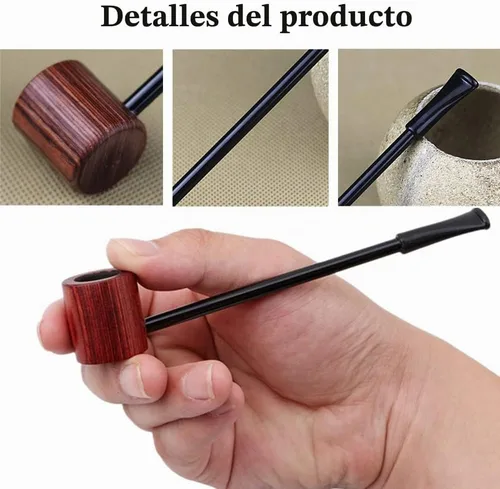 Vista 4 de 1 unids pipa de tabaco clásica pipa de fumar pipa de madera para hombres hermanos tus amigos