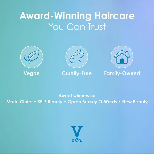 Vista 7 de V&Co. Acondicionador hidratante de 12 onzas. Fórmula sin sulfatos, segura para el color y suave con tecnología peptídica que aumenta la hidratación