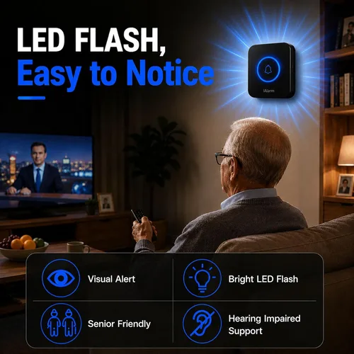 Vista 8 de Timbre inalámbrico, timbre enchufable con flash LED, rango de 1300 pies, sistema expandible, timbre de puerta impermeable fácil de instalar