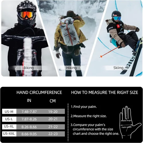 Vista 7 de ROCKBROS Guantes de ciclismo de invierno para hombres y mujeres, forro polar de invierno, guantes de bicicleta de dedo completo, pantalla táctil
