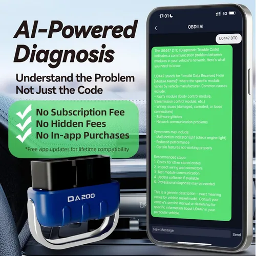 Vista 2 de Escáner OBD2 Bluetooth herramienta de diagnóstico compatible con iOS y Android, lector de código de coche OBD II para vehículos - Sin cuota