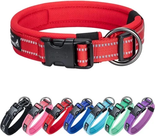 Vista 13 de EXCELLENT ELITE SPANKER Collar reflectante para perro, clásico, suave, acolchado, de nailon transpirable, ajustable, con hebilla de liberación