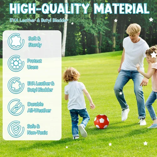 Vista 4 de Jexine Balón de fútbol a granel con inflador, tamaño oficial, para interiores y exteriores, suave, regalo deportivo para niños, adolescentes