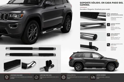 Vista 8 de Black Horse - Juego de peldaños laterales de acero inoxidable compatible con Jeep Grand Cherokee 11-21
