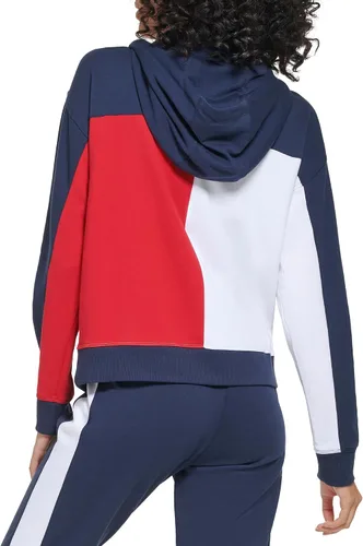 Vista 4 de Tommy Hilfiger Sudadera con capucha de forro polar suave y cómoda con bloques de color para mujer
