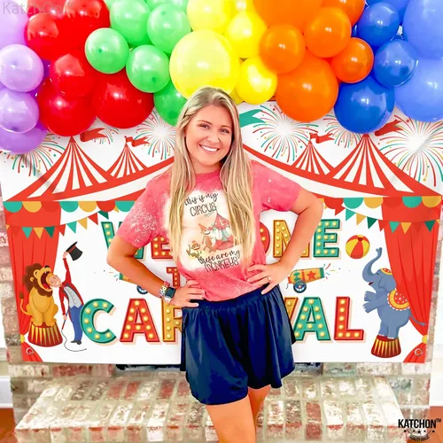 Vista 3 de Cartel de bienvenida al carnaval extragrande con globo de carnaval - 72 x 44 pulgadas Decoraciones de carnaval, decoraciones de fiesta temática