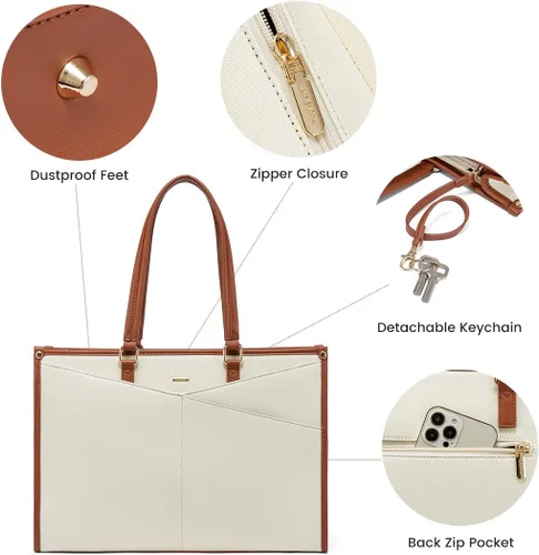 Vista 7 de LOVEVOOK Bolsa para laptop para mujer, bolsa de trabajo para laptop de 15.6 pulgadas, bolsa de trabajo Cancas, bolso casual para viajes, bolsas