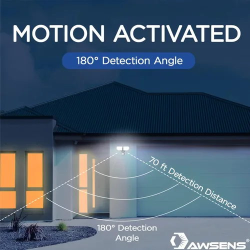 Vista 3 de Focos de seguridad LED de 30W con sensor de movimiento al aire libre, 180 grados, 2600 lm, 5100 K, resistente al agua ETL, foco detector