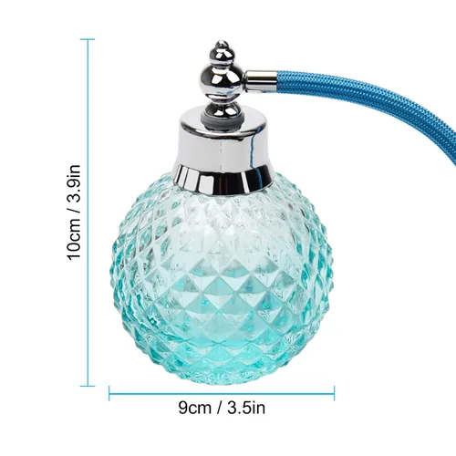 Vista 4 de Coolrunner Crystal Art - Botella de spray larga recargable estilo vintage, atomizador de perfume (3.4 fl oz) (azul)