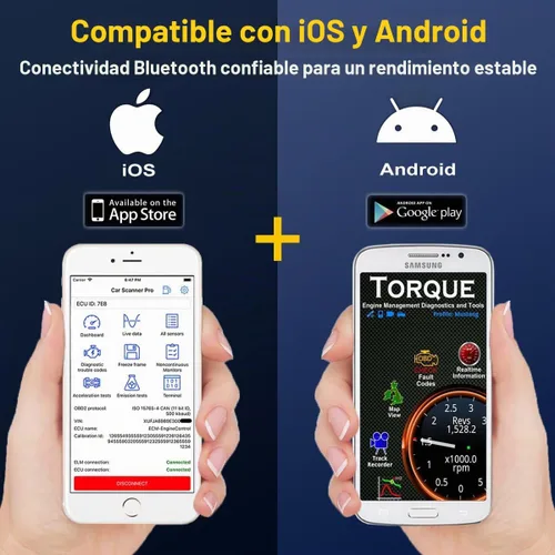 Vista 4 de Escáner Bluetooth OBD2 para iOS iPhone y Android, lector de código de coche inalámbrico herramienta de diagnóstico para comprobar la luz del motor