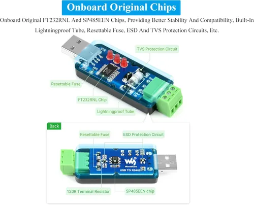 Vista 5 de 2PCS Industrial USB a RS485 Convertidor bidireccional Placa Adaptadora con Original FT232RNL y SP485EEN Chip Comunicación Rápida hasta 0.7 mi