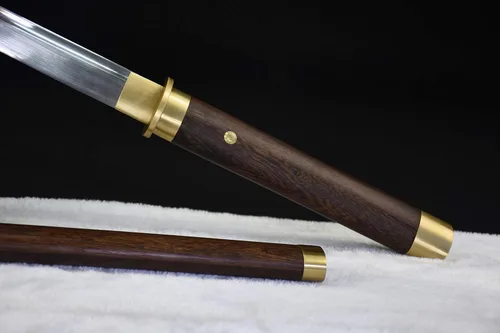 Vista 4 de Katana corta hecha a mano japonés wakizashi samurai espada doblada hoja de acero