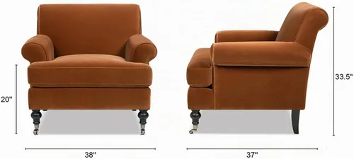 Vista 3 de Jennifer Taylor Home Alana Lawson - Silla decorativa grande y cómoda para sala de estar Naranja quemado