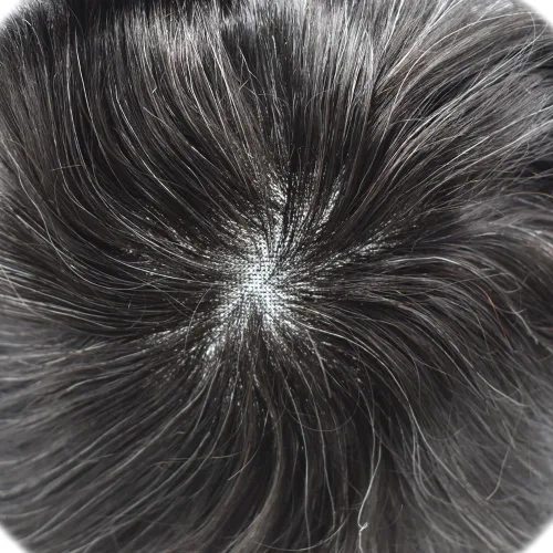 Vista 6 de Toupee - Piezas de pelo para hombres, cabello humano real, sistema de reemplazo de cabello francés, encaje francés, extensiones de cabello